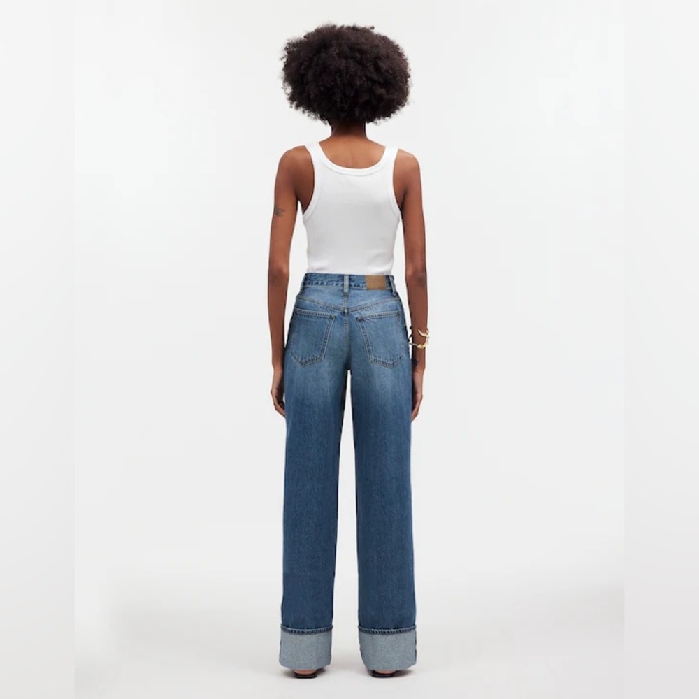 Madewell Super Wide-Leg Jeans In Fannin Wash, High Rise, Full Length W/Cuff, 25 - Picture 8 of 11
